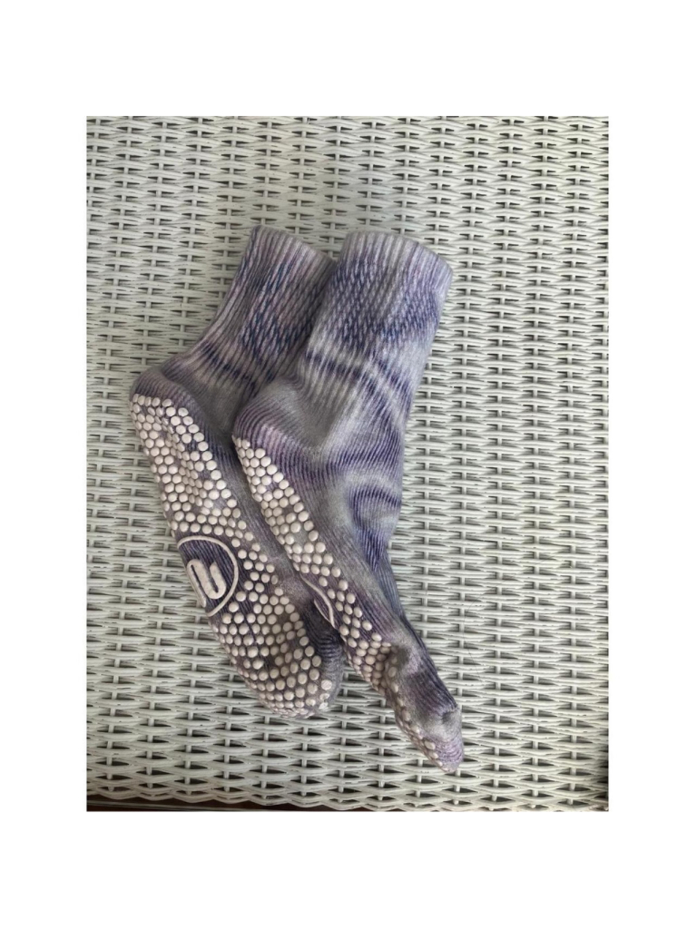 Y2K Vibe Purple & White Tie-Dye Athletic Grip Socks